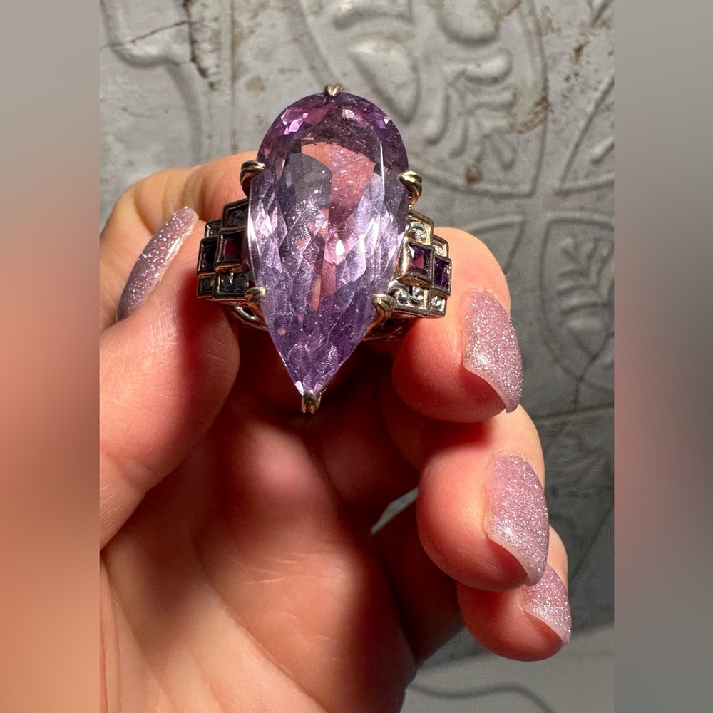 Large Natural Amethyst Statement Ring - image 6